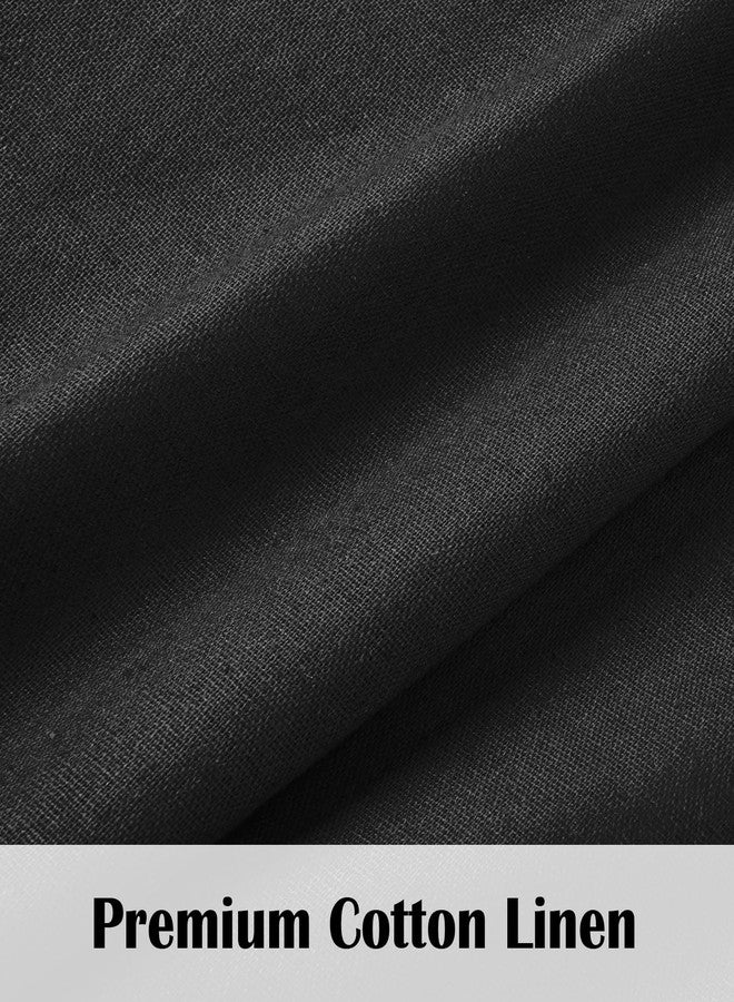 FRAMICS Boho Kitchen Curtains 36 Inch Length, Farmhouse Cotton Linen Tier Curtains, Rustic Button Short Curtains for Windows, Black Country Cafe Curtains, Rod Pocket Small Window Curtains for Kitchen, 26x36 - Image 5